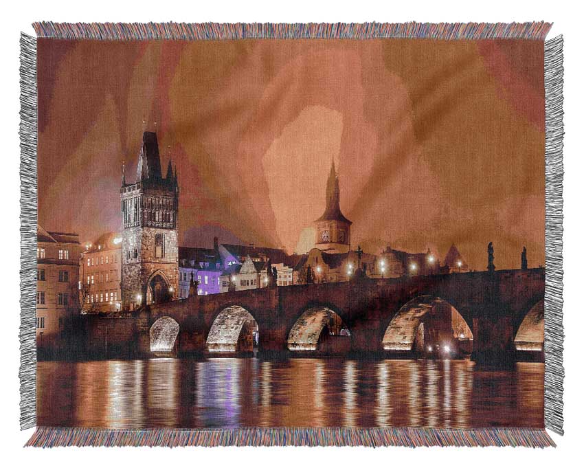 Charles Bridge Over The River Vltava Woven Blanket