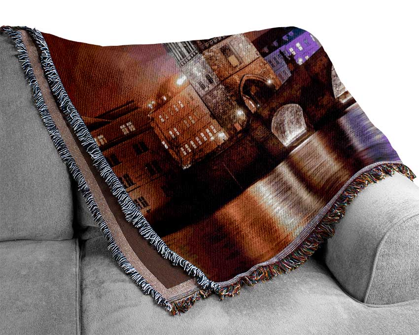 Charles Bridge Over The River Vltava Woven Blanket