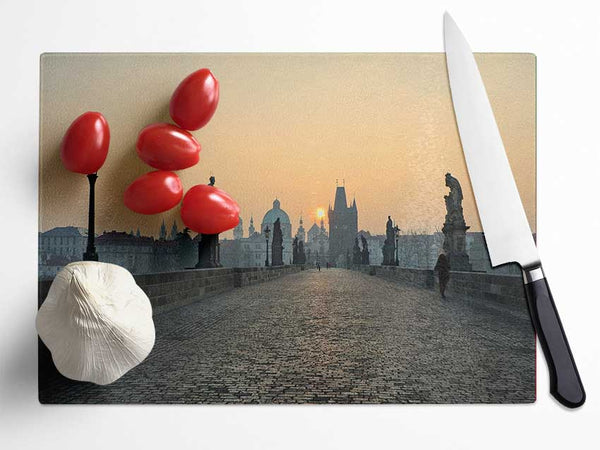 Charles Bridge Sunset Glass Chopping Board