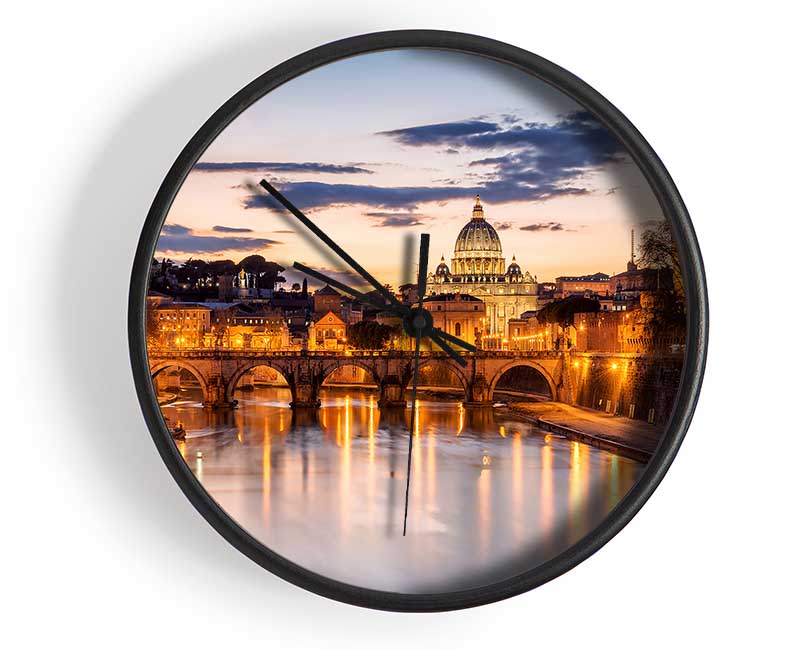 Charles Bridge Beautiful Golden Clock - Wallart-Direct UK