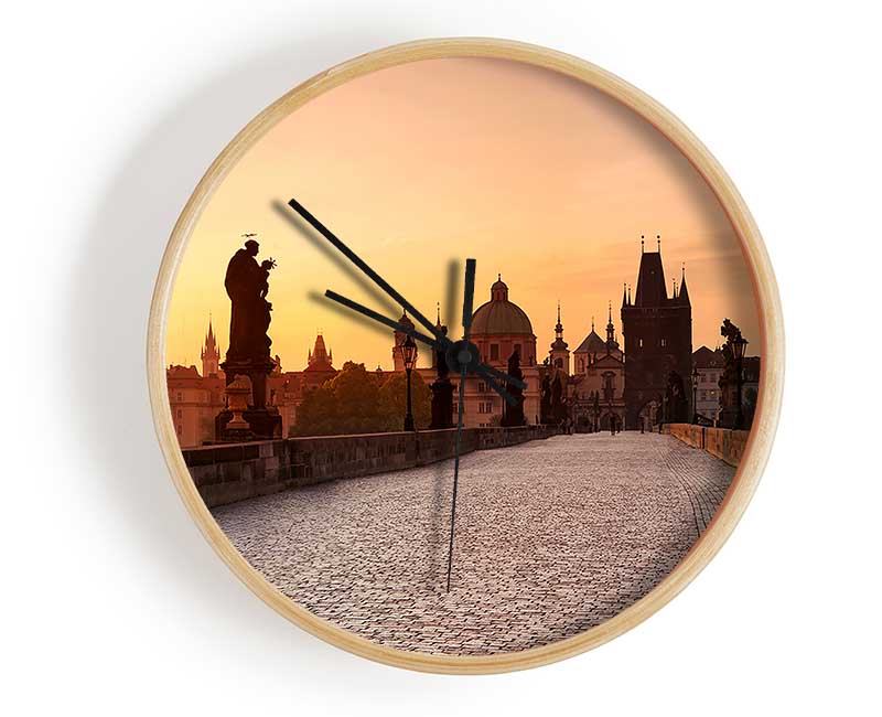 Charles Bridge Morning Glow Clock - Wallart-Direct UK