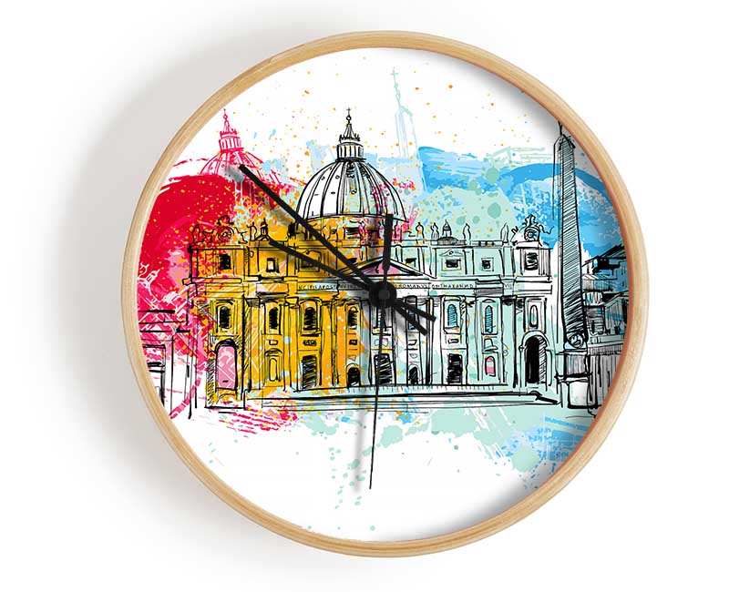 St Peters Bacilica Splash Clock - Wallart-Direct UK