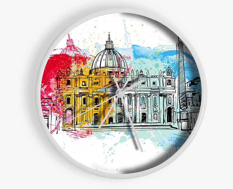 St Peters Bacilica Splash Clock - Wallart-Direct UK