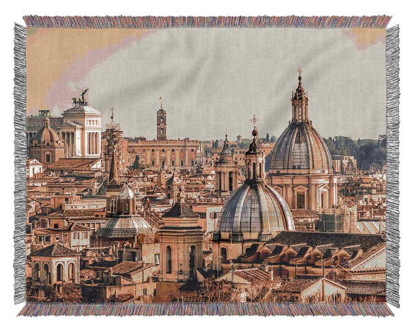 Ancient Buildings At Sunset Woven Blanket