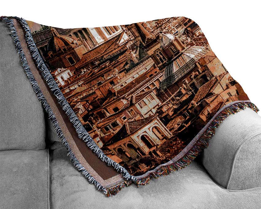 Ancient Buildings At Sunset Woven Blanket