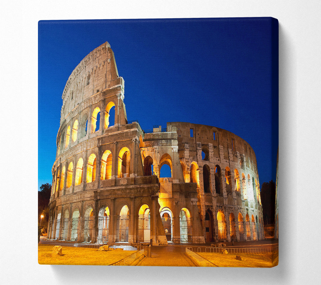 A Square Canvas Print Showing Colosseum Under The Twilight Square Wall Art