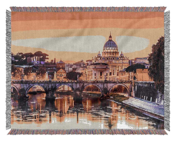 Over The Water To The Ancient City Woven Blanket