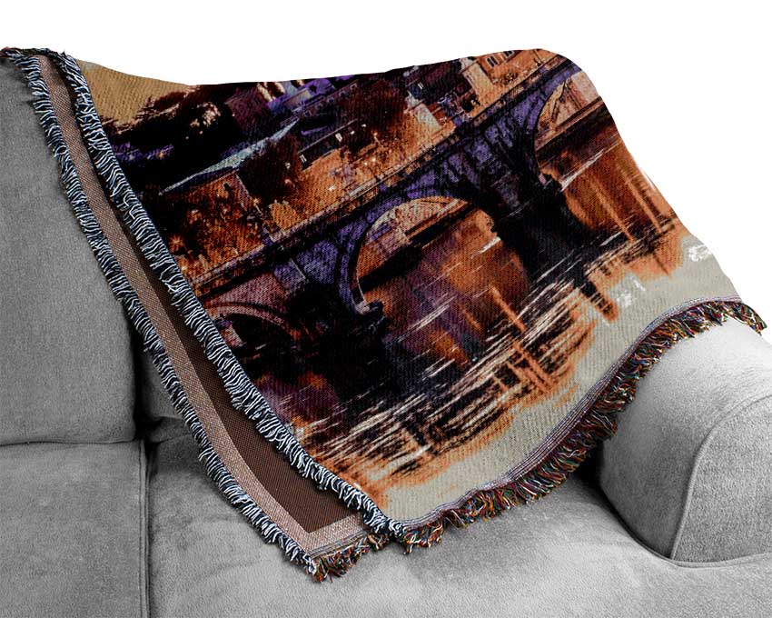 Over The Water To The Ancient City Woven Blanket