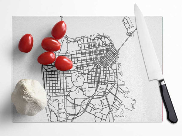 Map Of The City 2 Glass Chopping Board