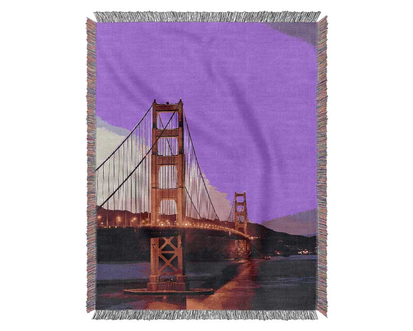 Golden Gate Bridge Pink Sky Glow Woven Blanket