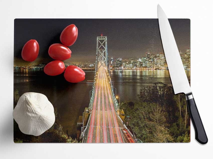 Golden Gate Bridge Speed Of Light Glass Chopping Board