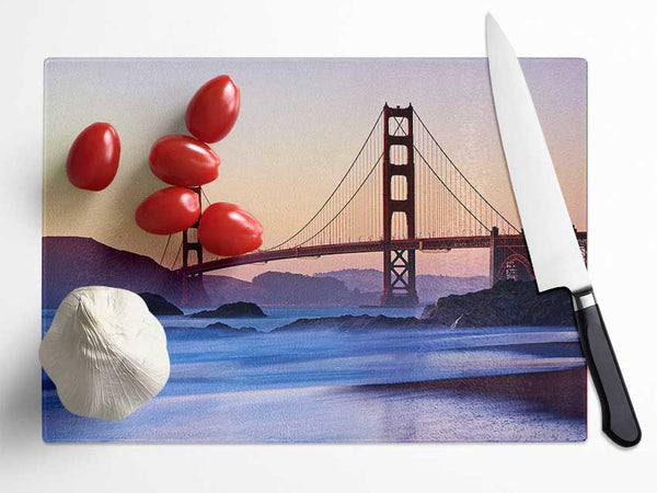 Golden Gate Bridge Over The Misty Waters Glass Chopping Board