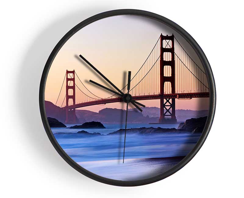 Golden Gate Bridge Over The Misty Waters Clock - Wallart-Direct UK