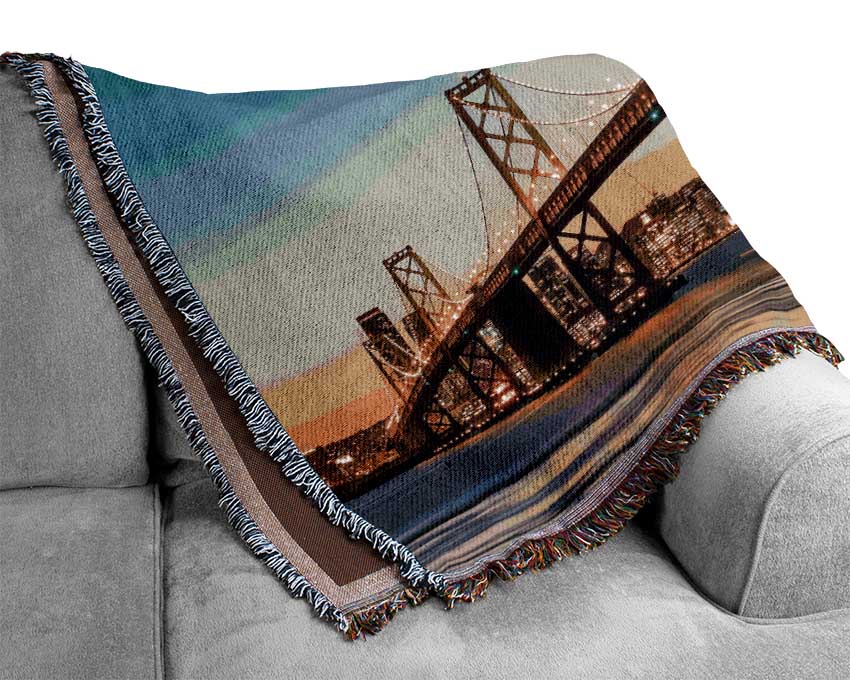 Golden Gate Bridge Lights Of The City Woven Blanket