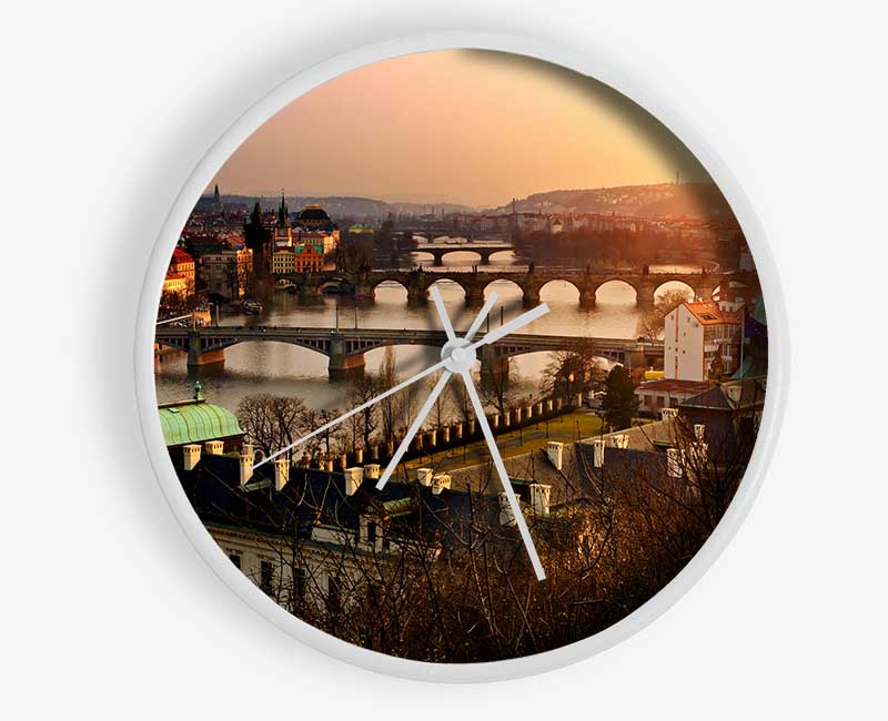 Stunning Sunrise Bridges Clock - Wallart-Direct UK