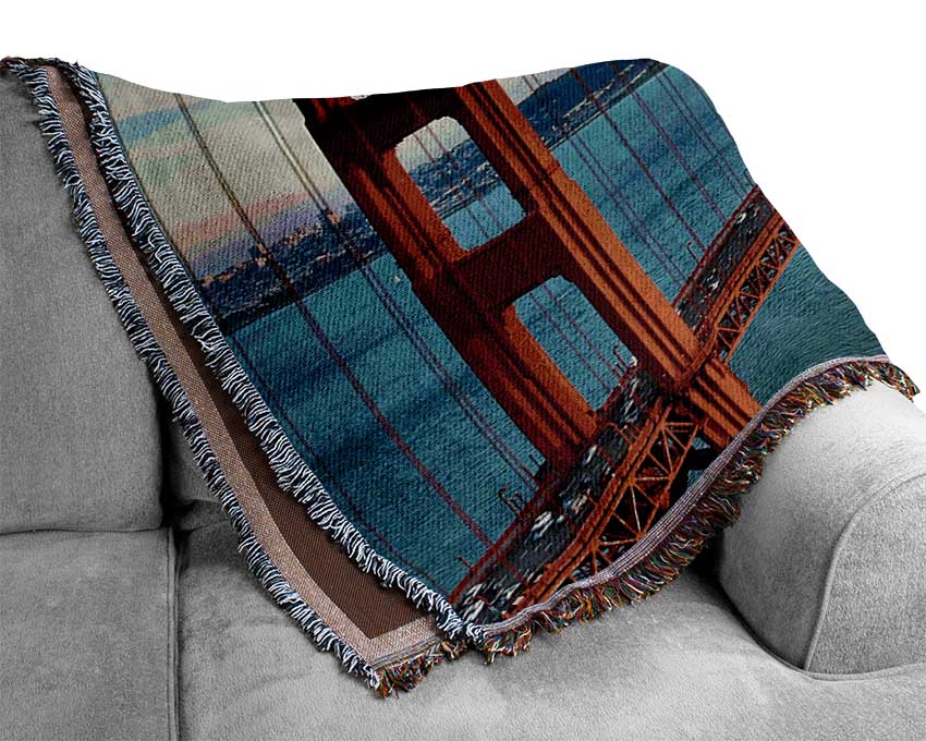 Golden Gate Bridge Blue Waters Woven Blanket