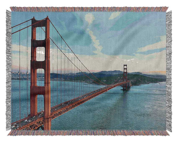 Golden Gate Bridge Blue Waters Woven Blanket