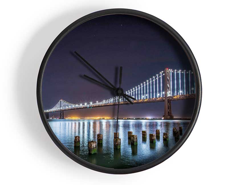 Golden Gate Bridge Light Reflections Clock - Wallart-Direct UK