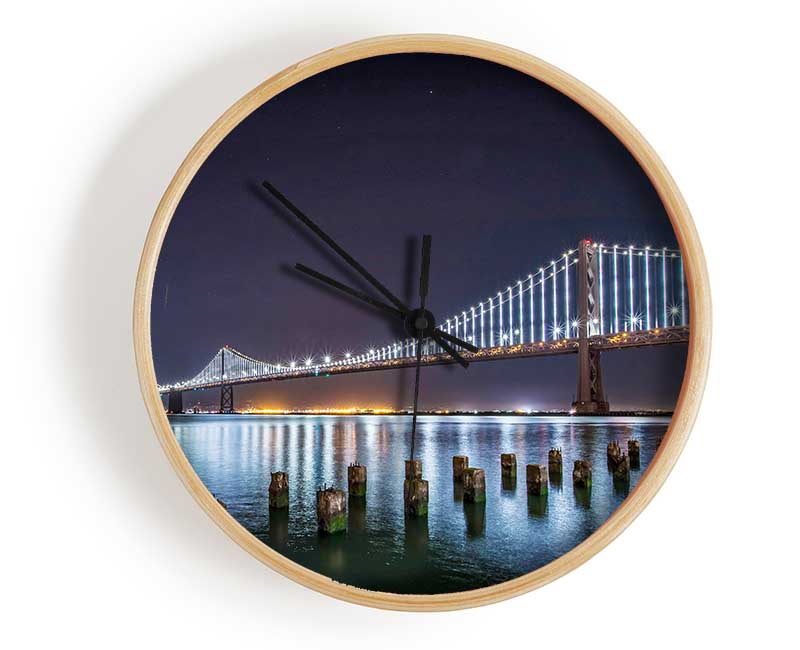 Golden Gate Bridge Light Reflections Clock - Wallart-Direct UK