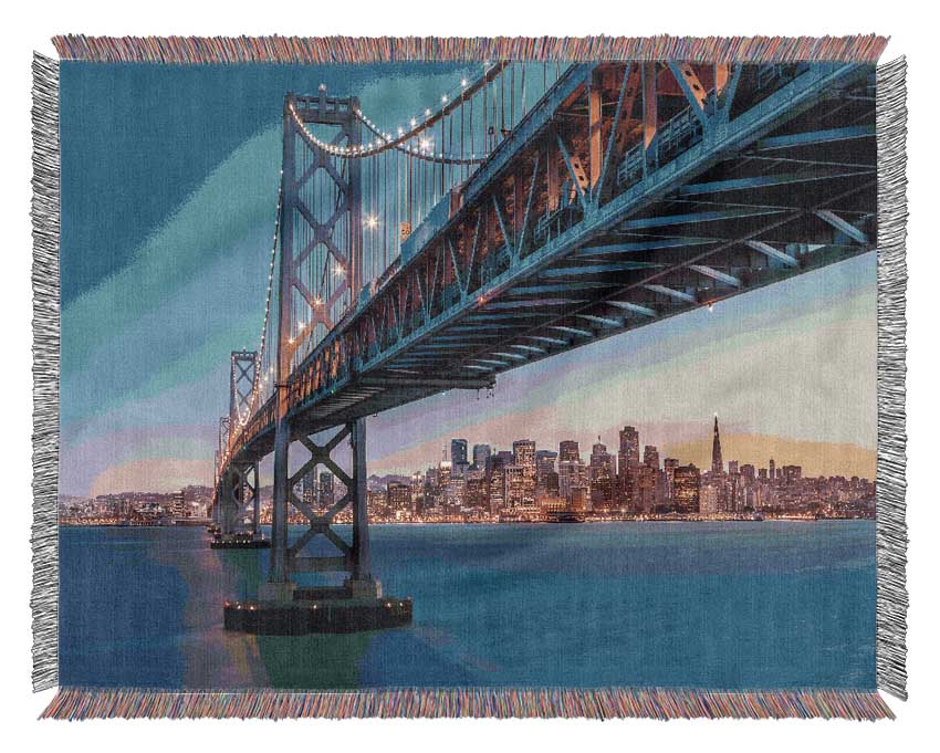 Golden Gate Bridge The City At Twilight Woven Blanket