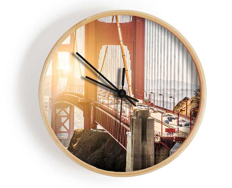 Sunrise Glow Over The Golden Gate Bridge Clock - Wallart-Direct UK