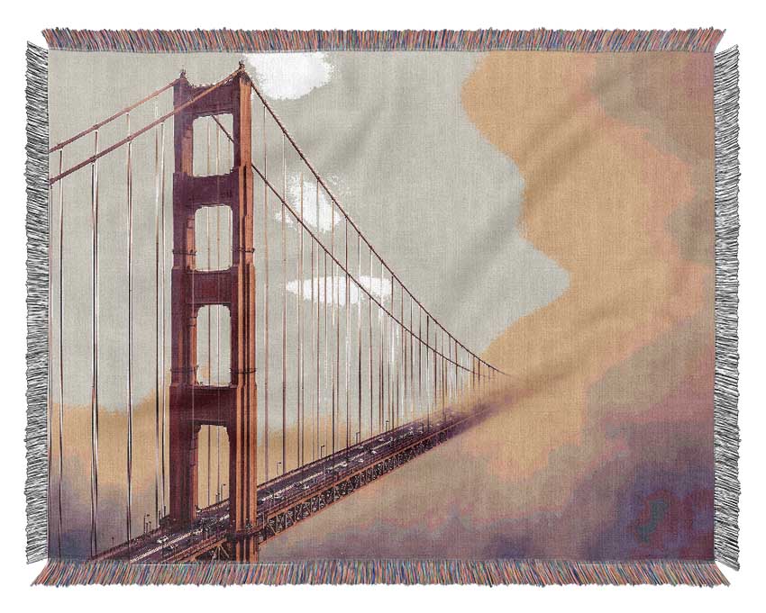 Golden Gate Bridge Mist Woven Blanket