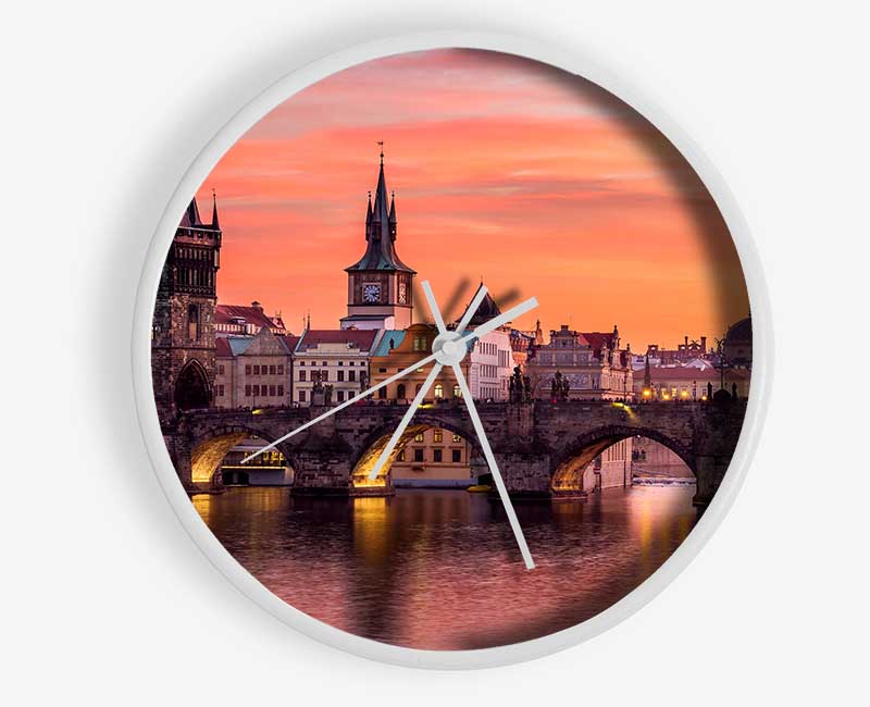 Stunning Pink Skies Over The City Clock - Wallart-Direct UK