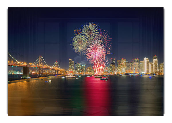 Fireworks Over The Golden Gate Bridge