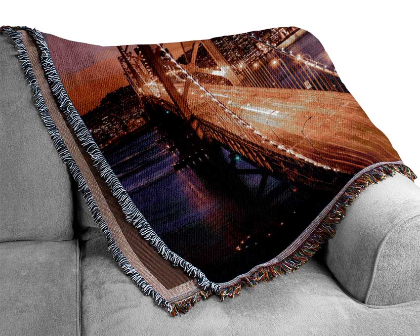 Golden Gate Bridge Purple Waters Woven Blanket