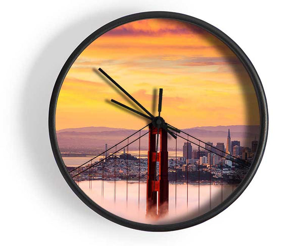 Sunset Mist Golden Gate Bridge Clock - Wallart-Direct UK