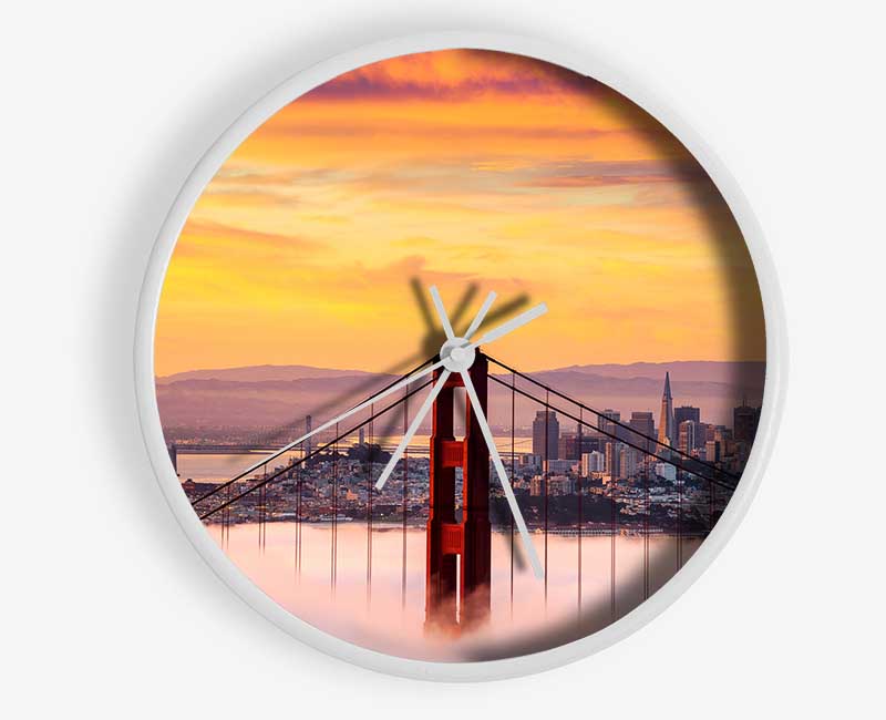 Sunset Mist Golden Gate Bridge Clock - Wallart-Direct UK