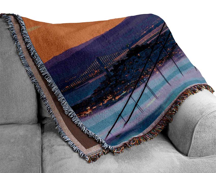 Mist Through The Golden Gate Bridge Woven Blanket