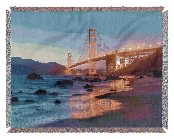 Golden Gate Bridge Stunning Light Glow Woven Blanket