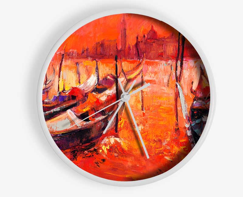 Gondola Line Up 2 Clock - Wallart-Direct UK