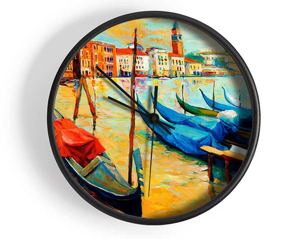 Gondola Line Up 3 Clock - Wallart-Direct UK