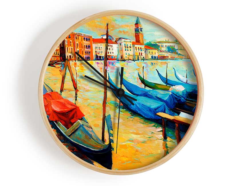 Gondola Line Up 3 Clock - Wallart-Direct UK