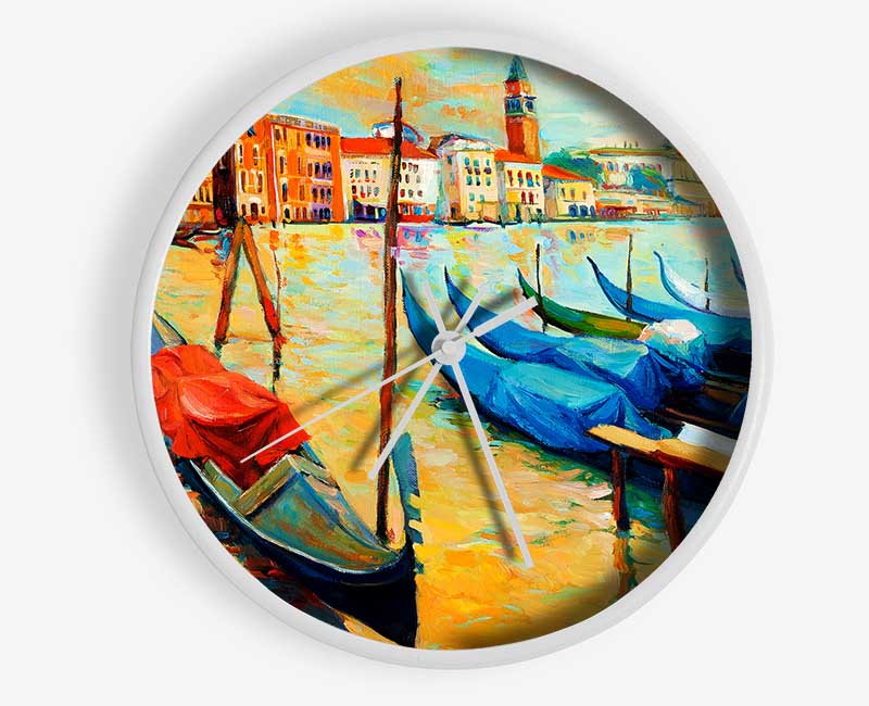 Gondola Line Up 3 Clock - Wallart-Direct UK