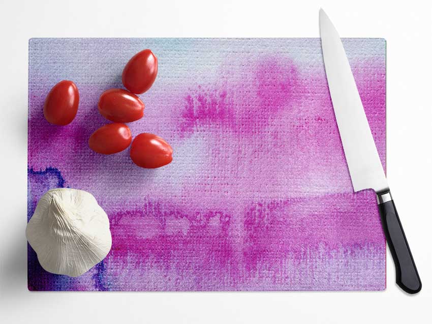 Pink River Rain Clouds Glass Chopping Board