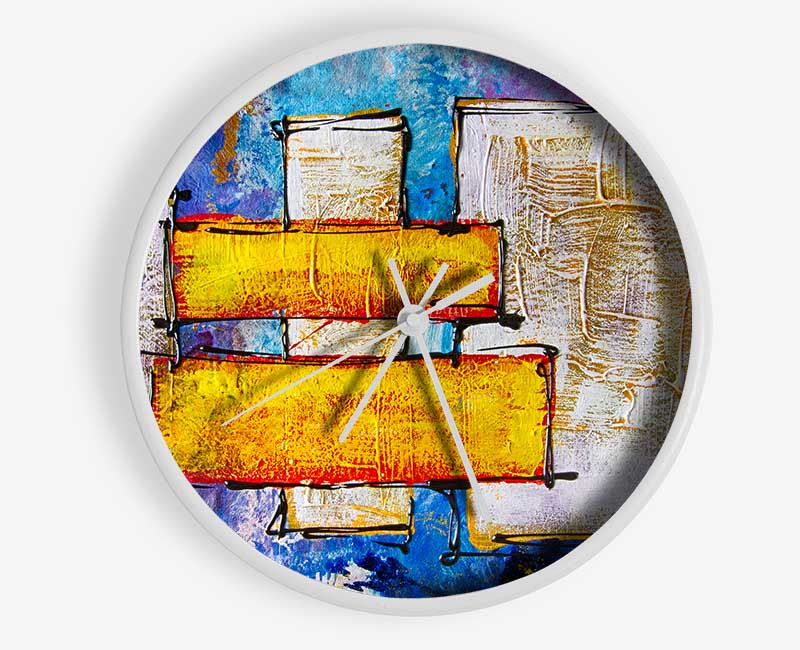 Blocks Of Gold Clock - Wallart-Direct UK