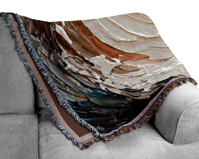 Chocolate Caramel Wave Woven Blanket