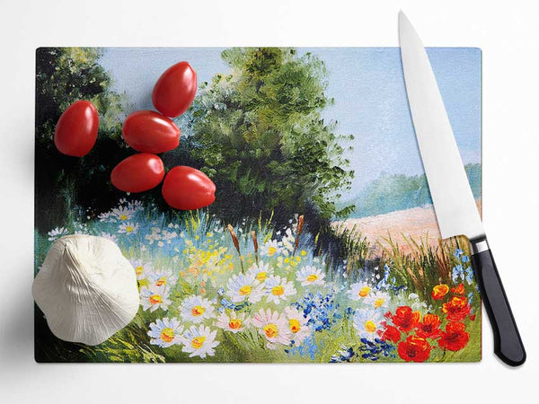 Daisy Days Glass Chopping Board