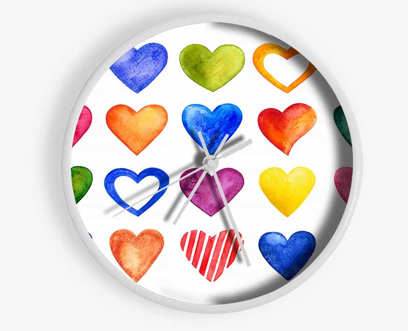 Colourful hearts Clock - Wallart-Direct UK