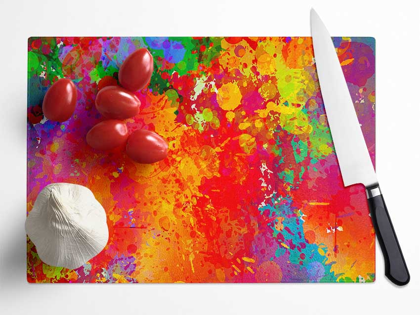 Raining Rainbows Glass Chopping Board