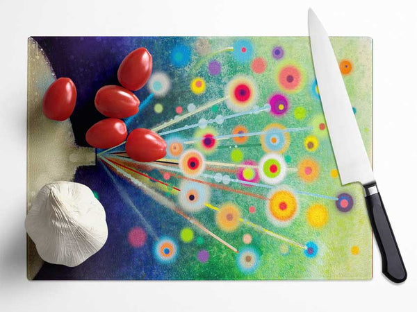 Energy Flowers Glass Chopping Board