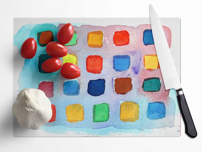 Colour Palette Glass Chopping Board