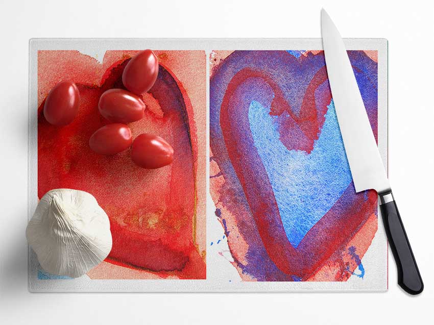 Hot And Cold Heart Glass Chopping Board