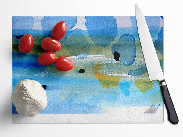 The River Flows Glass Chopping Board