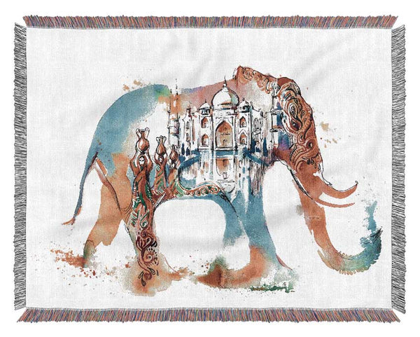 Rainbow Indian Elephant Woven Blanket