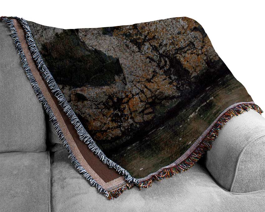 Cave Man Deer Woven Blanket