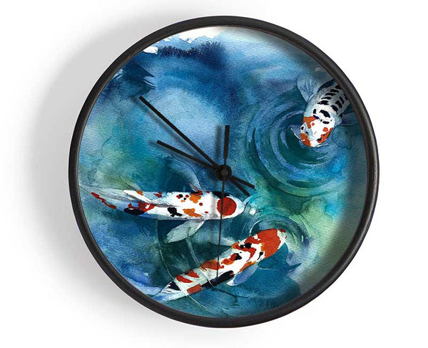 Koi Fish Teatime Clock - Wallart-Direct UK